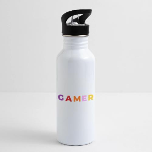 Multicolor GAMER Typography Design - 20 oz Water Bottle
