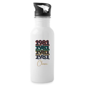 Retro 80th Birthday Events - 20 oz Water Bottle - white - Right