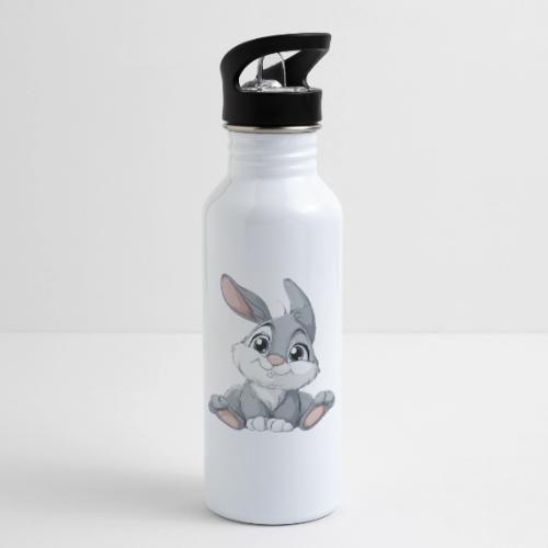 Joyful Grey and White Baby Rabbit Cartoon - 20 oz Water Bottle