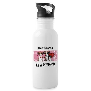 Happiness is a Puppy - 20 oz Water Bottle - white - Right