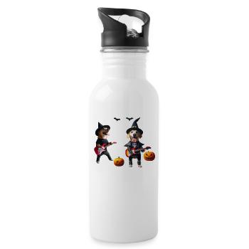 Rack n Roll Dogs make music with Halloween Pumpkin - 20 oz Water Bottle - white - Right