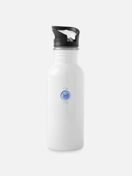 cat - 20 oz Water Bottle - white