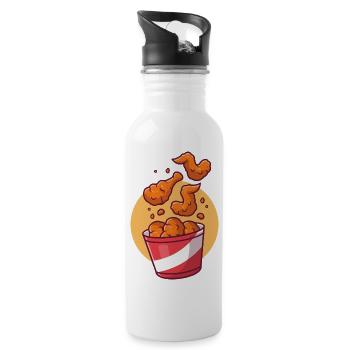Flying Fried Chicken With Bucket - 20 oz Water Bottle - white - Right