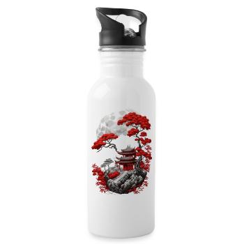 Red White Black Asian Design - 20 oz Water Bottle - white - Right