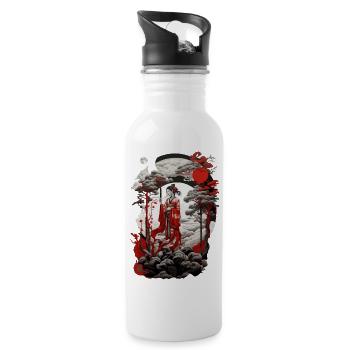 Red White Black Asian Design - 20 oz Water Bottle - white - Right