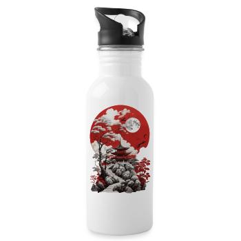 Red White Black Asian Design - 20 oz Water Bottle - white - Right