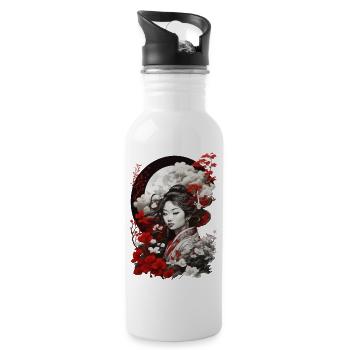 Red White Black Asian Design - 20 oz Water Bottle - white - Right