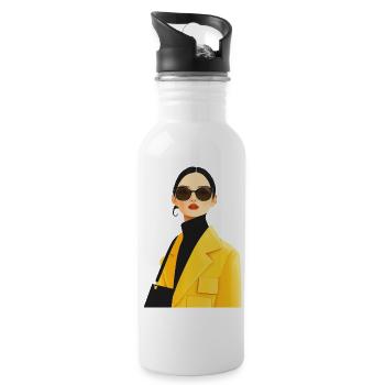 Fashionista with Bold Accessories - 20 oz Water Bottle - white - Right