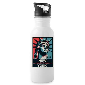 New York. - 20 oz Water Bottle - white - Right