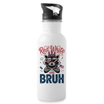 Red White and Bruh Patriotic Raccoon - 20 oz Water Bottle - white - Right