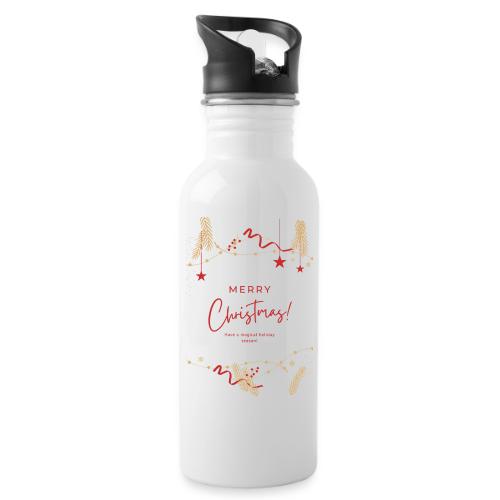 Merry Christmas Typography Design - 20 oz Water Bottle