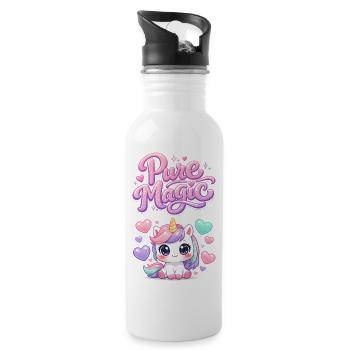 Pastel Unicorn Pure Magic - 20 oz Water Bottle - white - Right