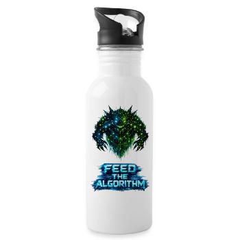 Feed the Algorithm Neon Crest - 20 oz Water Bottle - white - Right