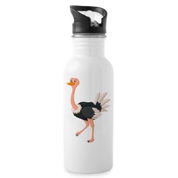 Cute Cartoon Ostrich Bird Safari Illustration - 20 oz Water Bottle - white - Right