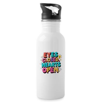 Typographic Design: Eyes Closed, Hearts Open - 20 oz Water Bottle - white - Right