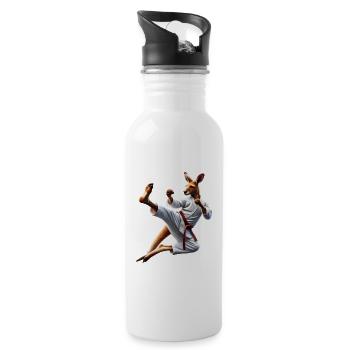 Karate Kangaroo: Fierce Martial Arts Kick - 20 oz Water Bottle - white - Right