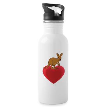 Cute Kangaroo Heart - 20 oz Water Bottle - white - Right