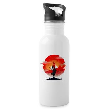 Illustration of a powerful and serene samurai - 20 oz Water Bottle - white - Right
