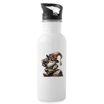 cute gnome photographer, take photo, selfie - 20 oz Water Bottle - white - Right