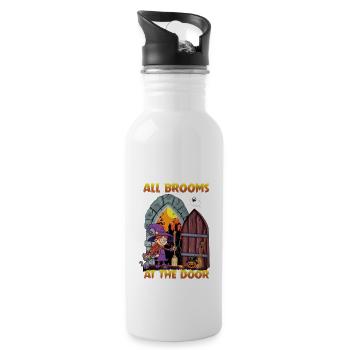Please Park All Brooms At The Door - 20 oz Water Bottle - white - Right