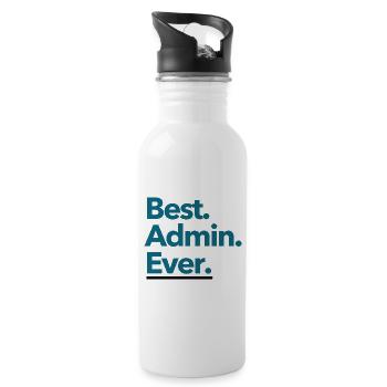 Best. Admin. Ever. - Teal Text Design - 20 oz Water Bottle - white - Right