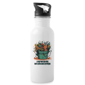 Bucket Overflowing with Plants - 20 oz Water Bottle - white - Right