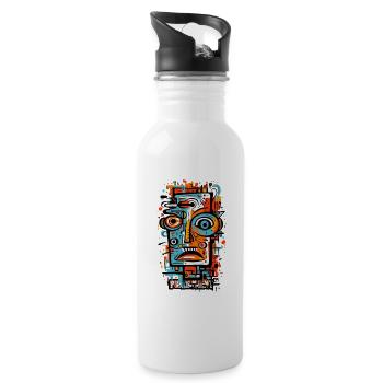 Abstract Tribe Faces Artwork - 20 oz Water Bottle - white - Right