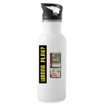 Wanna Play Game Console Design - 20 oz Water Bottle - white - Right