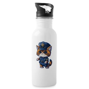 Police cat - 20 oz Water Bottle - white - Right