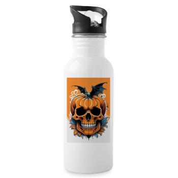 Pumpkin Face Skull Halloween Vector - 20 oz Water Bottle - white - Right