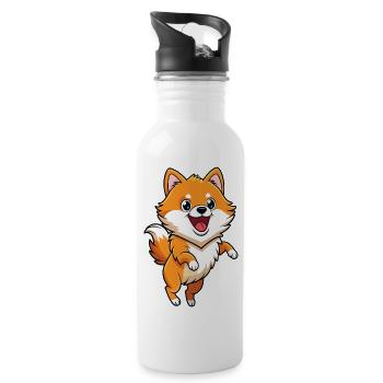 Energetic Pomeranian Bouncing with Excitement - 20 oz Water Bottle - white - Right