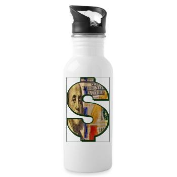 One Hundred Dollar Bill Sign - 20 oz Water Bottle - white - Right