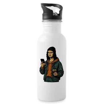 the mona lisa dressed in 2025 street fashion - 20 oz Water Bottle - white - Right