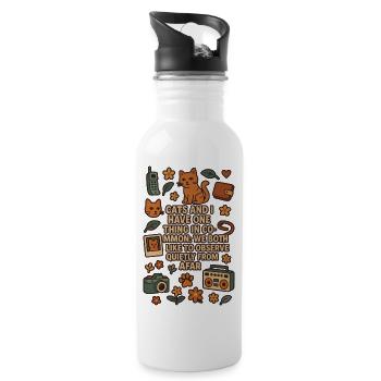 Quiet Cat Observation Quote Design - 20 oz Water Bottle - white - Right