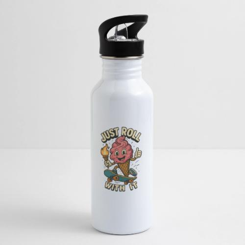 Funny Ice Cream Skateboard Design – Just Roll With - 20 oz Water Bottle