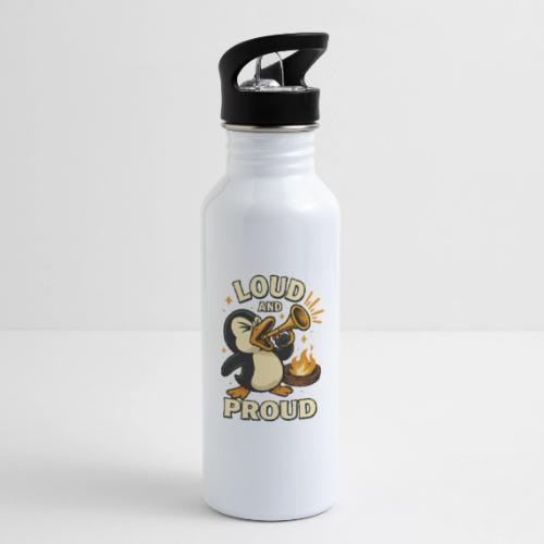 Loud and Proud Penguin Funny Cartoon Design - 20 oz Water Bottle
