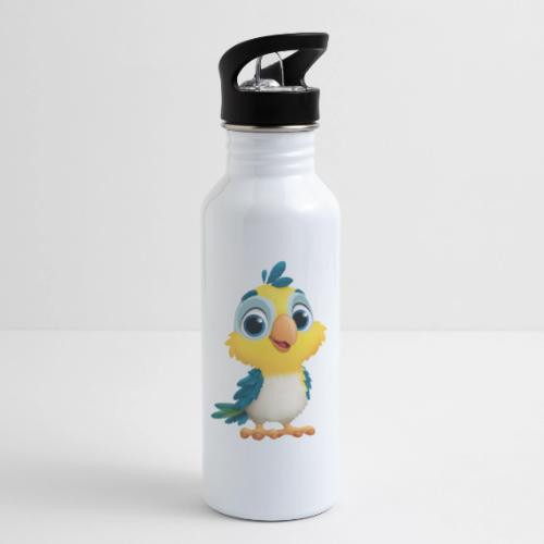 Playful Cartoon Parrot with Big Happy Eyes - 20 oz Water Bottle