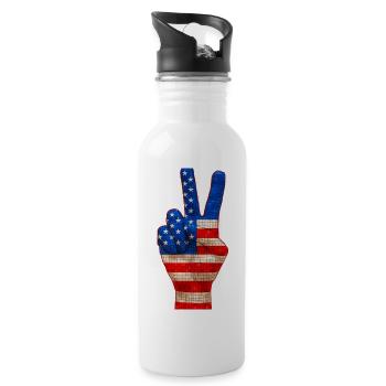 USA Peace Hand – American Flag Design - 20 oz Water Bottle - white - Right