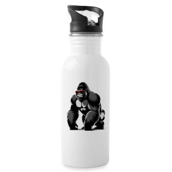 Gorilla with Heart Sunglasses - 20 oz Water Bottle - white - Right