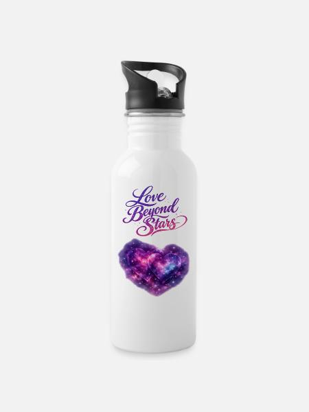Love Beyond Stars Galaxy Hearts - 20 oz Water Bottle - white