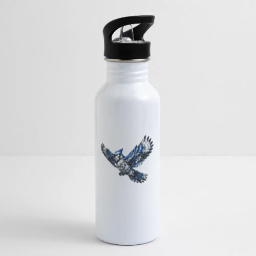 Silver Blue Jay in Flight - 20 oz Water Bottle