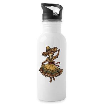 Dancing Fox in Fiesta Dress - 20 oz Water Bottle - white - Right