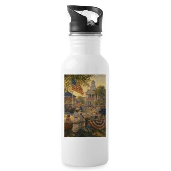 Patriotic Parade in Town Square - 20 oz Water Bottle - white - Right