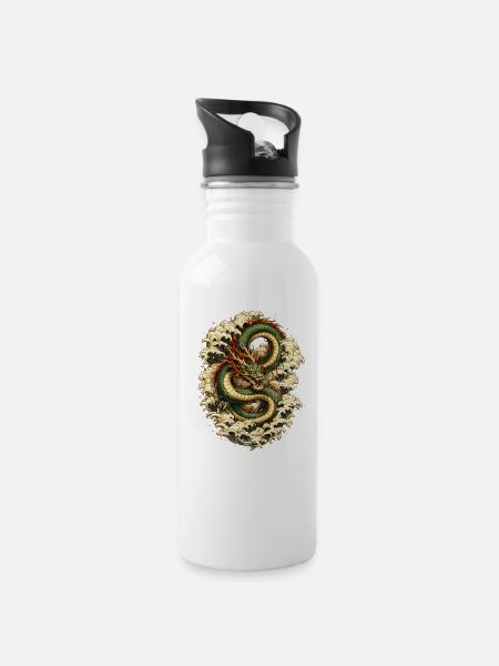 Dragon Ouroboros Cloud Ring - 20 oz Water Bottle - white