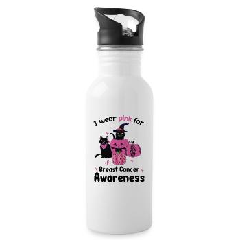 Pink Halloween Cats and Pumpkins - 20 oz Water Bottle - white - Right
