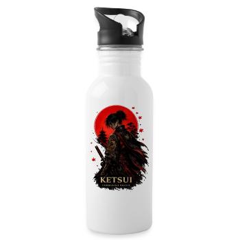 Ketsui Samurai Warrior Design  - 20 oz Water Bottle - white - Right