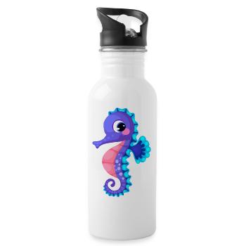 Cute Purple Seahorse Kawaii Ocean Art - 20 oz Water Bottle - white - Right