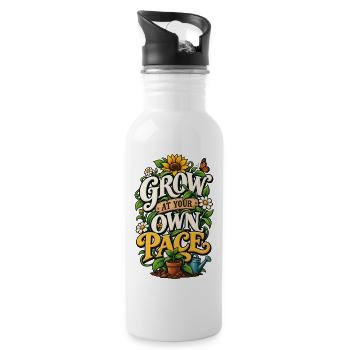 Grow At Your Own Pace - 20 oz Water Bottle - white - Right