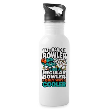 Left Handed Bowler Only Way Cooler - 20 oz Water Bottle - white - Right