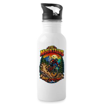 The Mountains Are Calling Biker - 20 oz Water Bottle - white - Right